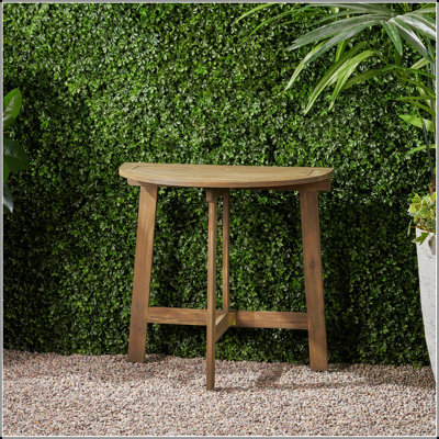 WESTMONT HALF-ROUND BISTRO TABLE, GREY: Space-Saving, Durable Acacia Wood, Elegant Slatted Design For Outdoor Use