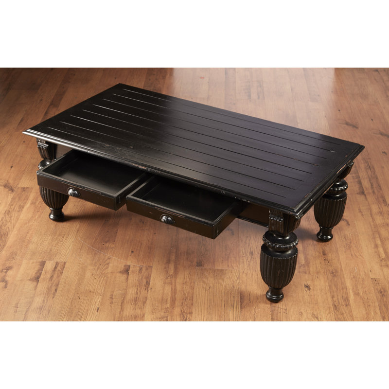 Table basse en bois massif Bevill, Noir