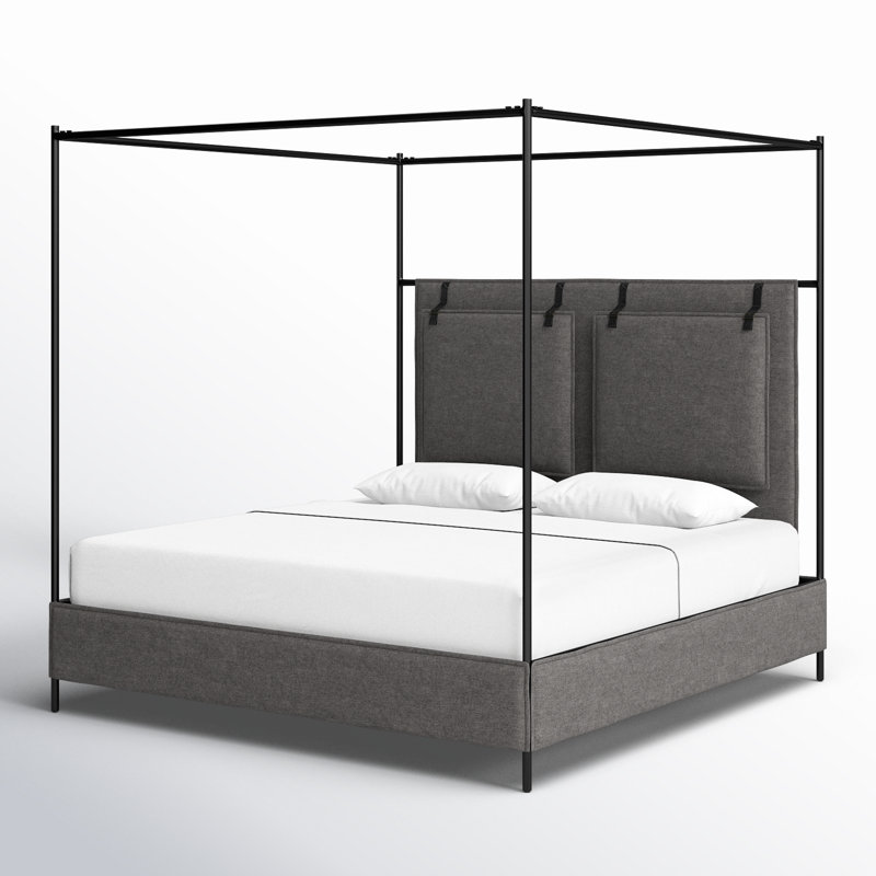 Leigh Canopy Bed-Palm Ecru-King, King, Gray