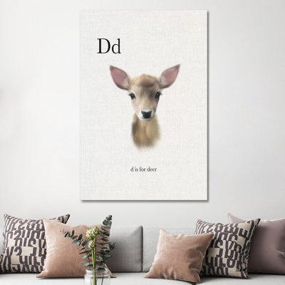 D Is For Deer by Leah Straatsma - Wrapped Canvas Print