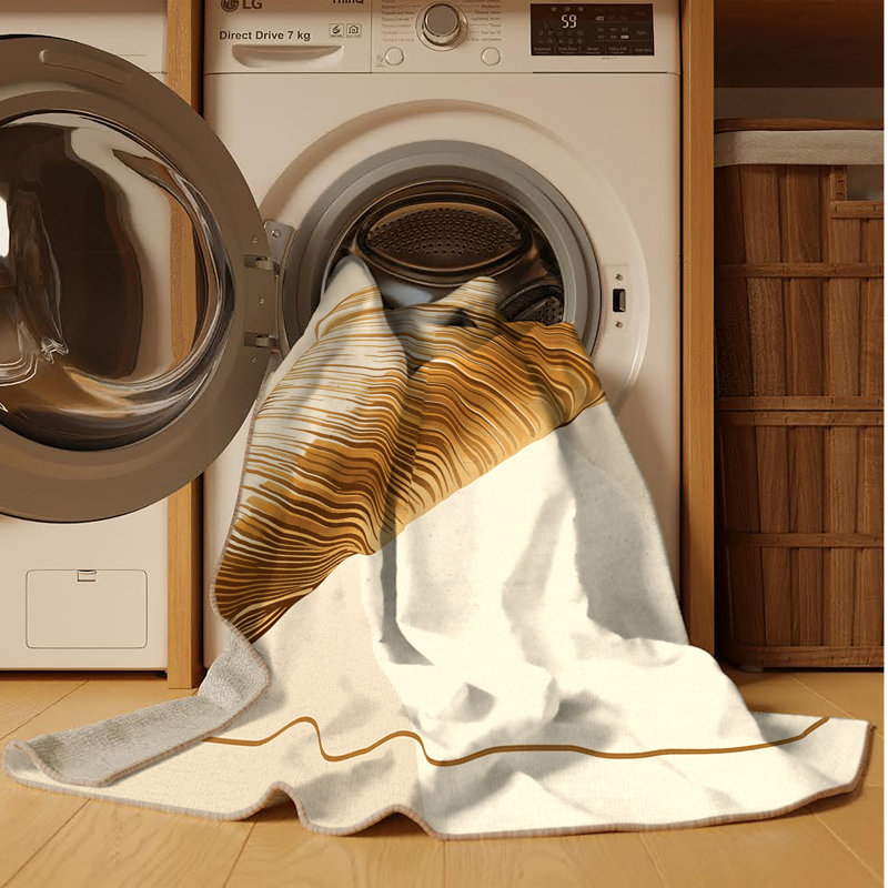 Tapis chic et luxueux beige lavable à la machine Kirkwood - reliure beige, 8x10