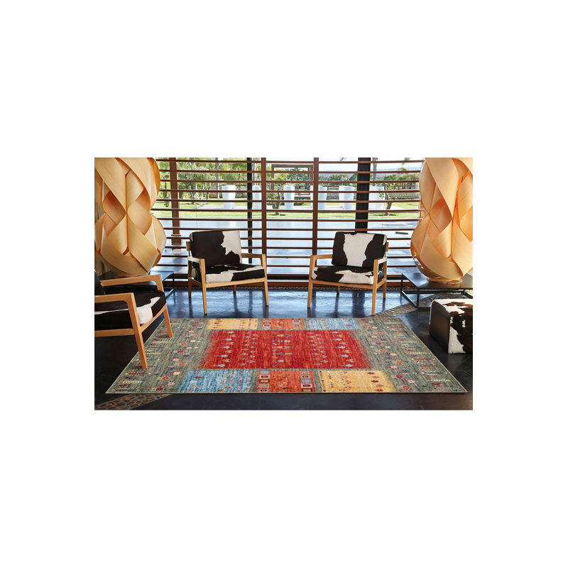 Tapis rouge tissé à motif géométrique rouge lavable à la machine, Sous-tapis carré 3 pi 3 po inclus