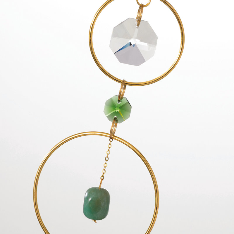 Cristal vert et rocher Suncatcher, Blanc / Vert / Or