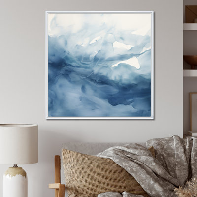 Blue And White Dancing Watercolor Clouds - Abstract Painting Large Wall Art