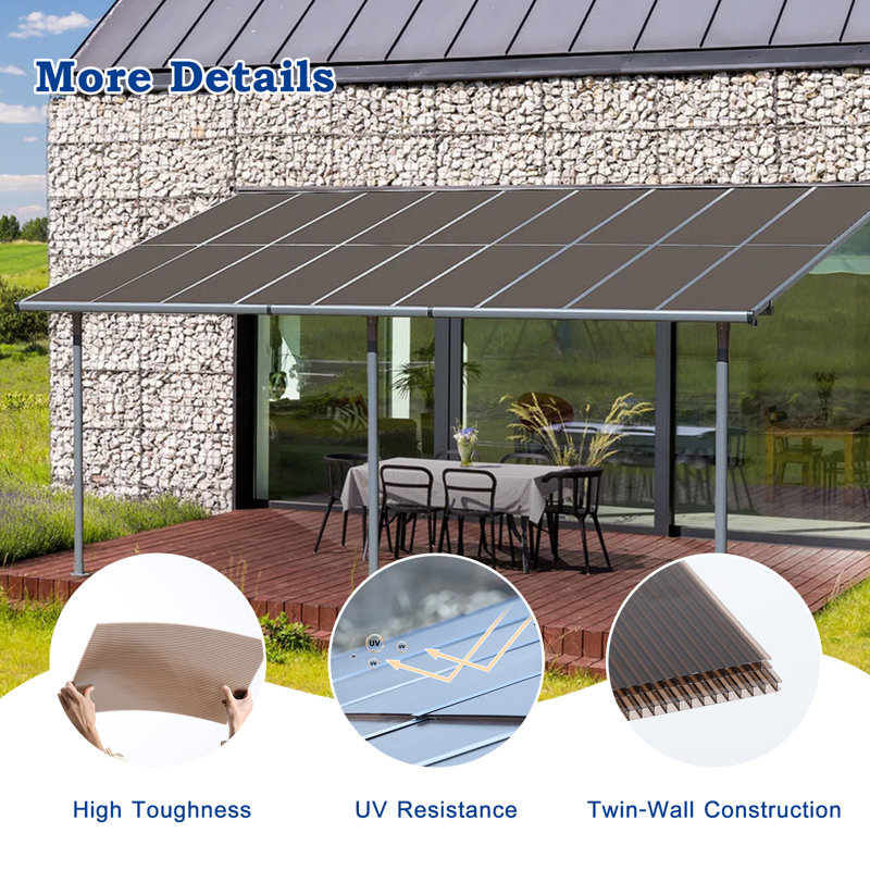 6 PCS Polycarbonate Panels, 0.5cm H x 158cm W x 71cm D, Brown