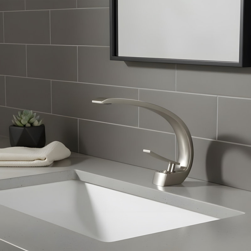 Single-hole Bathroom Sink Faucet with Single Handle, Brushed Nickel