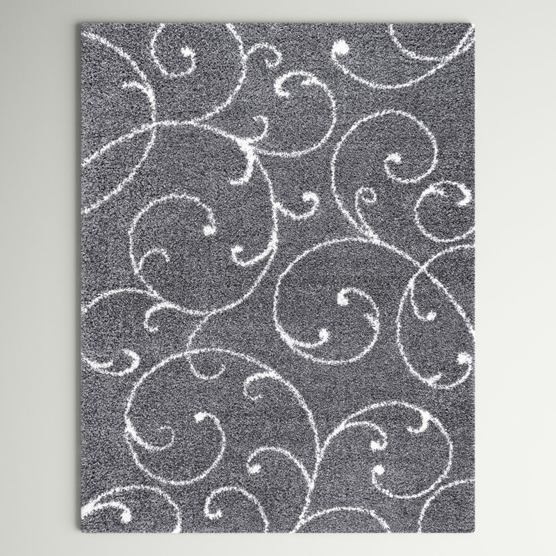 Tapis gris foncé à poils longs Roanoke, Rectangle 5 pi 3 po x 7 pi 3 po