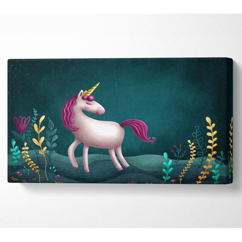 The Happy Unicorn - Wrapped Canvas Print, 40.6cm H x 81.3cm W x 1cm D