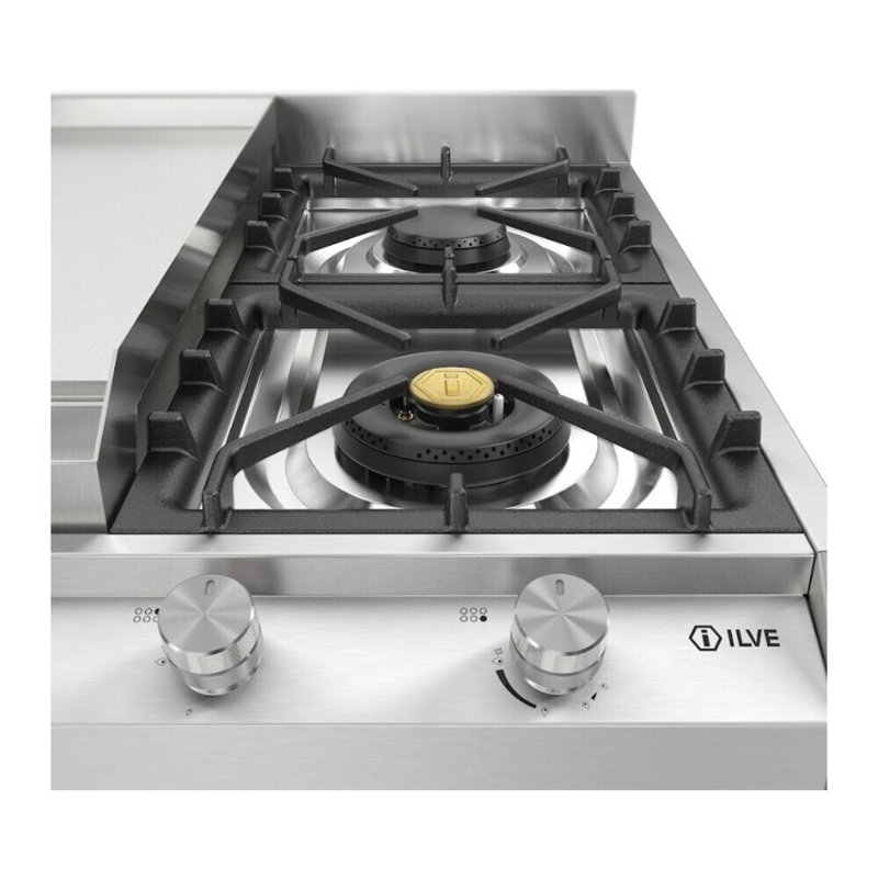 ILVE Professional Plus II 36 inch Built-In Gas Cooktop with Griddle, in Stainless Steel, Liquid Propane