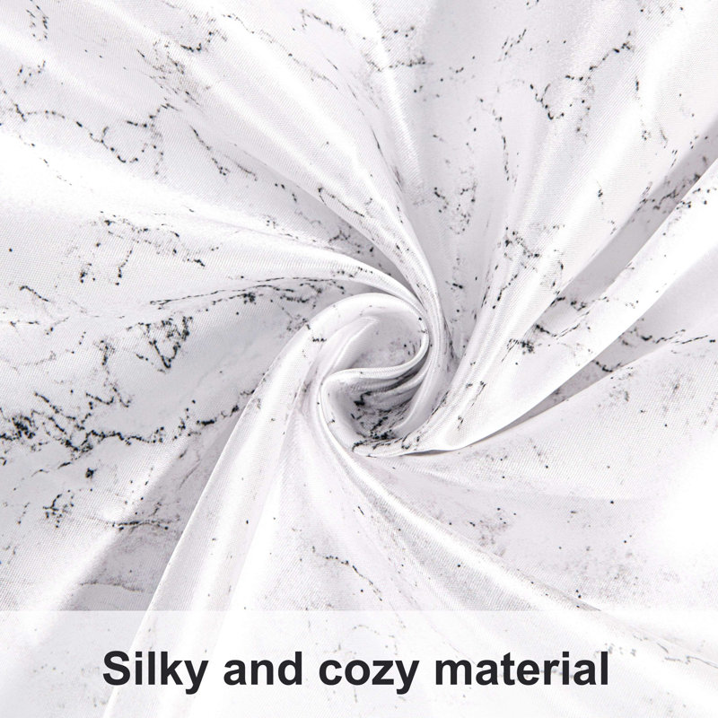 2 Pack Satin Marble Print Pillowcases, Queen Pillow Case with 2 Pillowcases, White Marbling