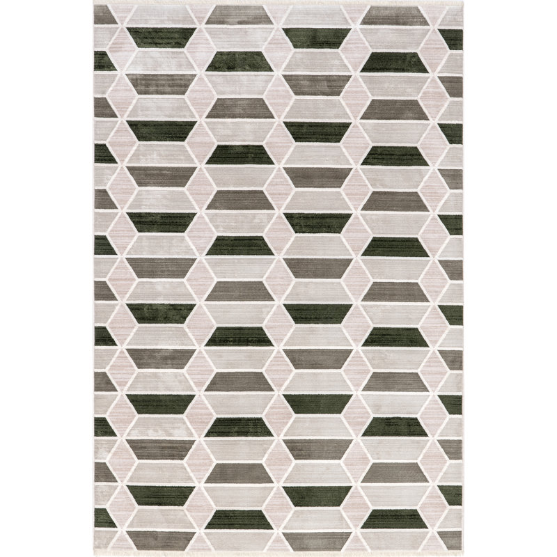 Fressia Modern High-Low Geometric Area Rug, Runner 2'6" x 8'