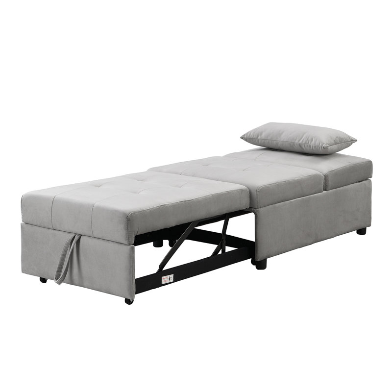 Canapé-lit pliant avec repose-pieds, Velours gris velours