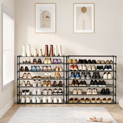 Ensemble de 2 range-chaussures modulaires empilables à 7 niveaux avec range-chaussures extensible