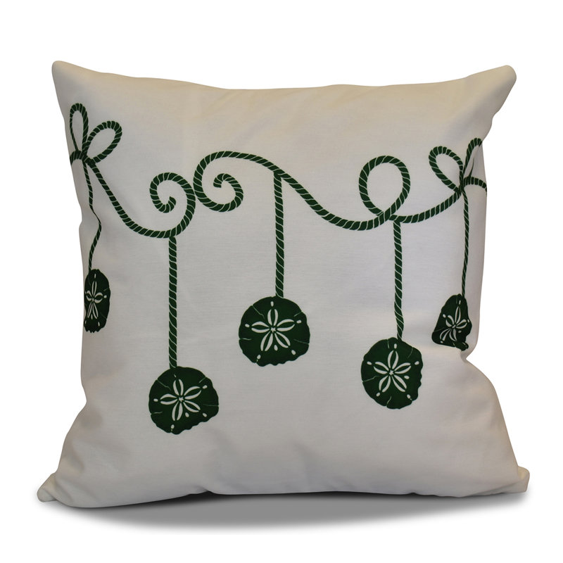 Coastal Christmas Reversible Throw Pillow, 26"x26", Green
