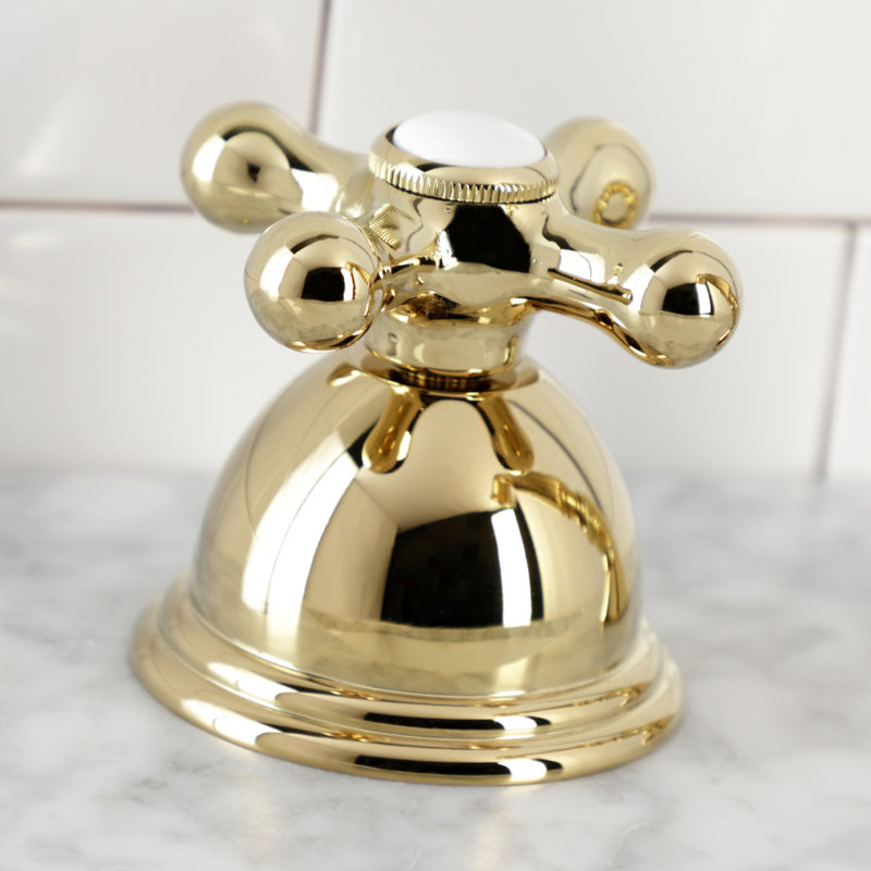 Garniture de robinet de baignoire romaine à fixation sur plateau à poignée simple avec douche à main, Laiton poli