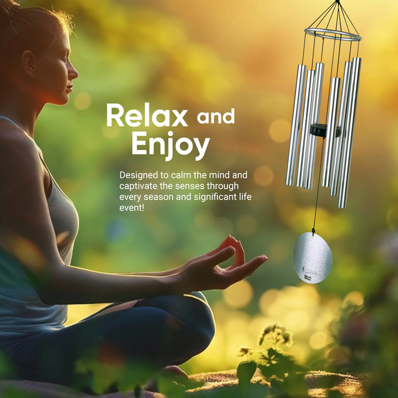 Nature's Melody 28" Silver Aluminum Outdoor Wind Chimes