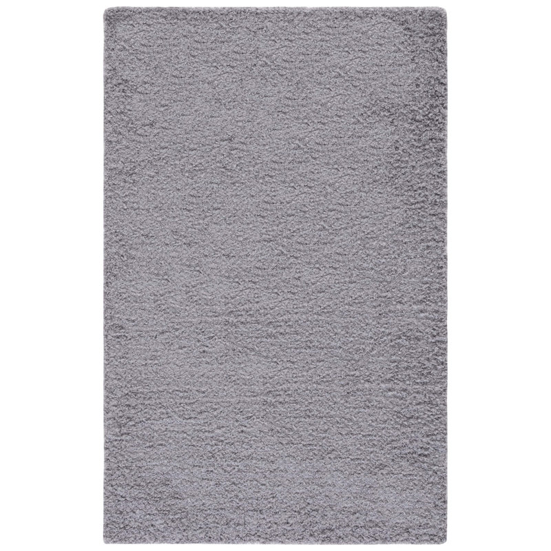 Tapis de couleur unie à poils longs touffeté à la main Victorino Performance, Rectangle 5 pi x 8 pi