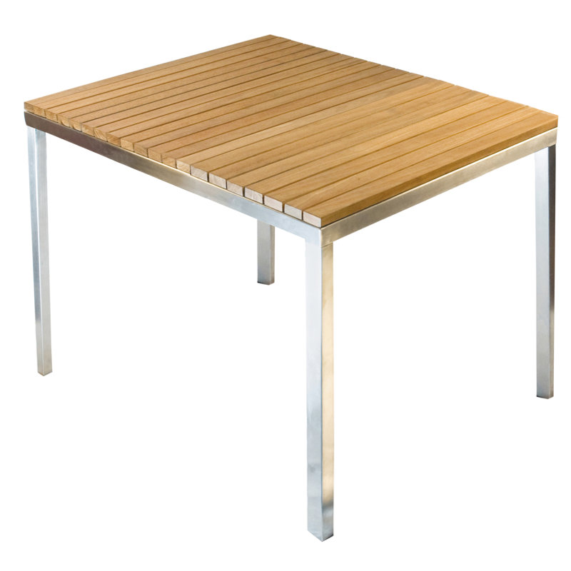 Grace Square Solid Wood Outdoor Dining Table , 31.5 " W 31.5 " D, Stainless Steel