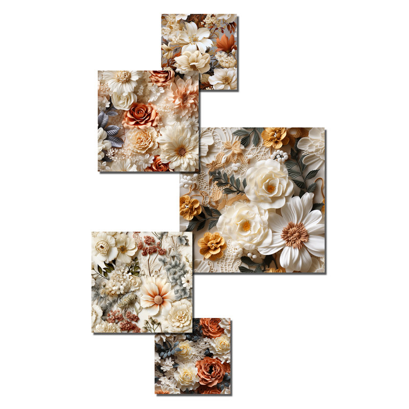 Dyllan - Ensemble d'art mural floral de 5