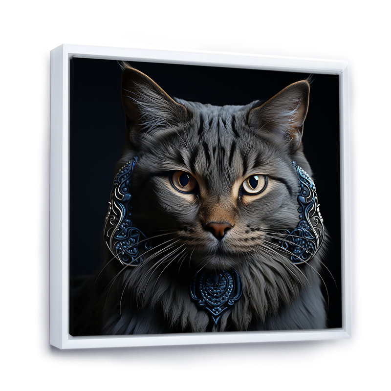 " Chartreux Cat Portrait ", White Floater Framed, 30" H x 30" W
