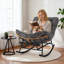Chaise berçante surdimensionnée avec repose-pieds Papasan, méridienne en rotin avec coussin, jardin de véranda-1644729345
