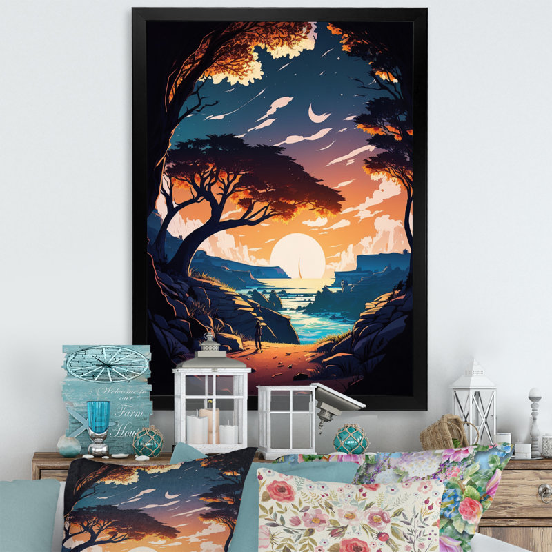 «Road to the Sunset III», reproduction sur toile, Cadre photo noir, L 12 po x H 20 po