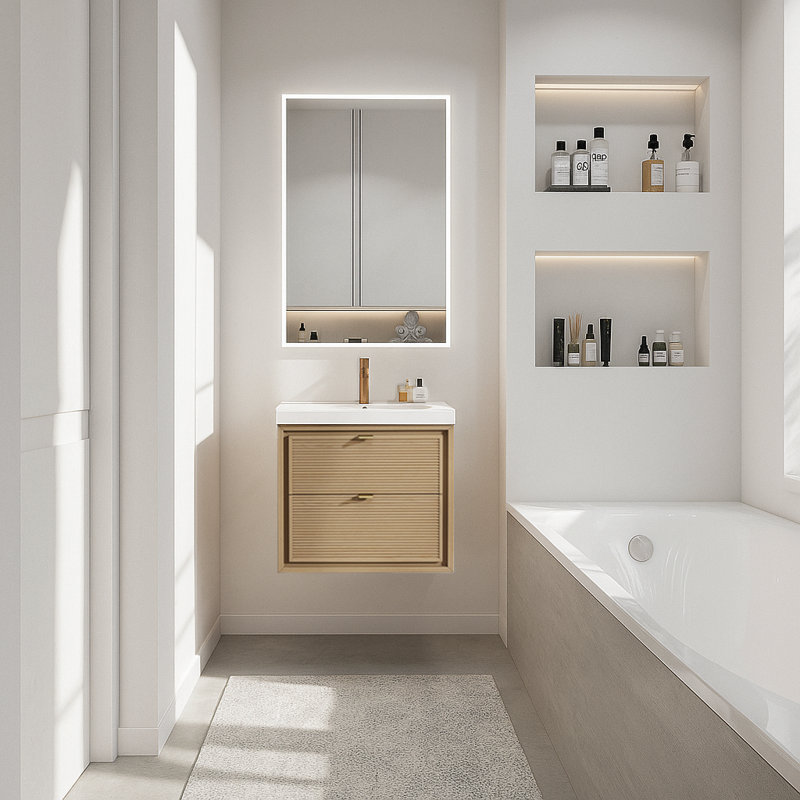 Meuble-lavabo mural 24 po avec plateau blanc Maxbano, H 22 po x l 24 po x P 18,7 po