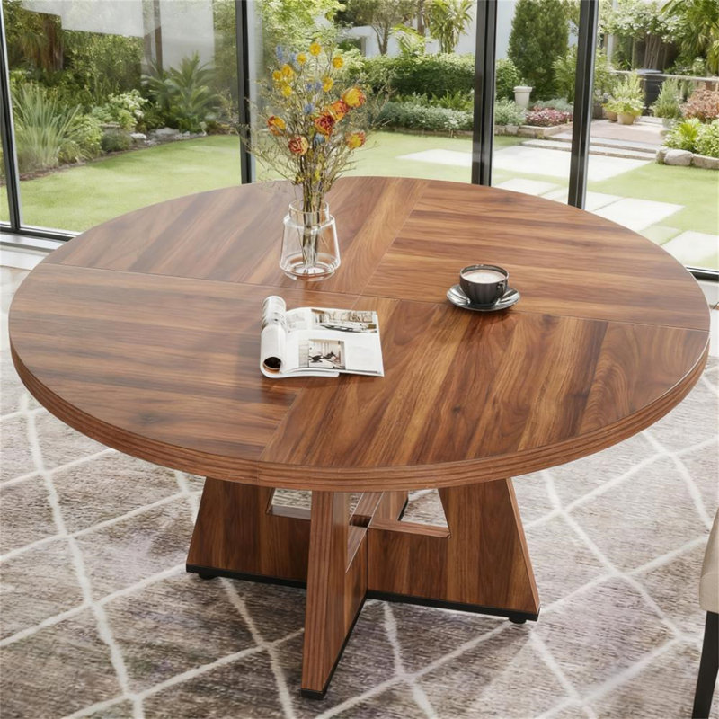 47 Inch Round Dining Table, Walnut