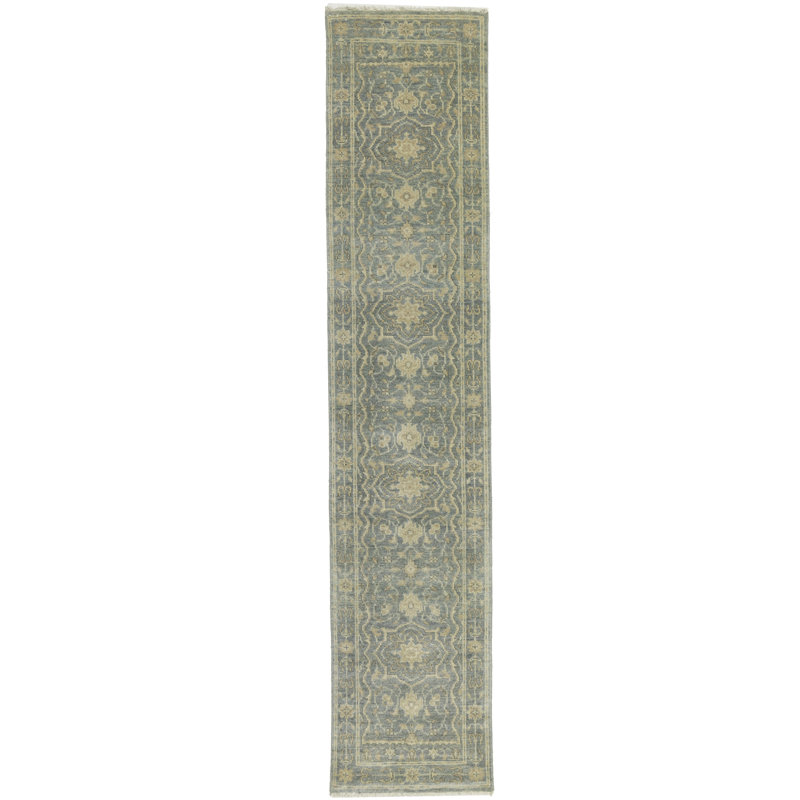 Tapis en laine à motif floral discret, Tapis de couloir 2 pi 5 po x 11 pi 9 po