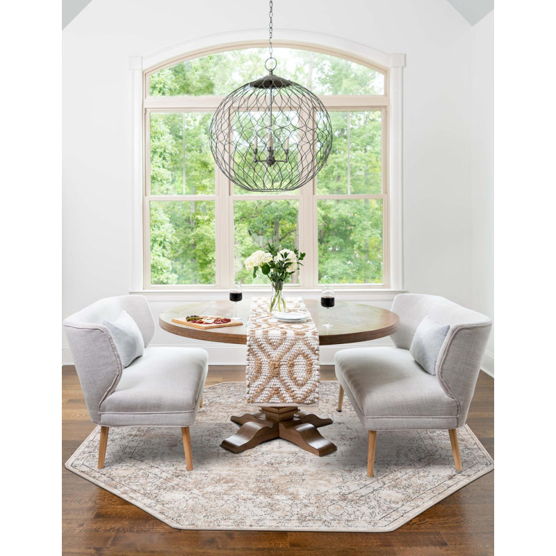Cantey Oriental Ivory Area Rug, Octagon 5'3" x 5'3"