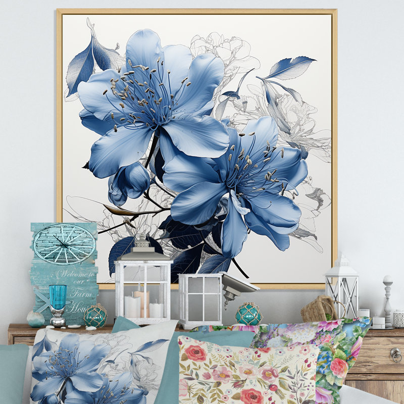 «Full Bloom Rhododendron Bouquet I» sur toile, H 30 po x l 30 po x P 1 po, Cadre naturel flottant