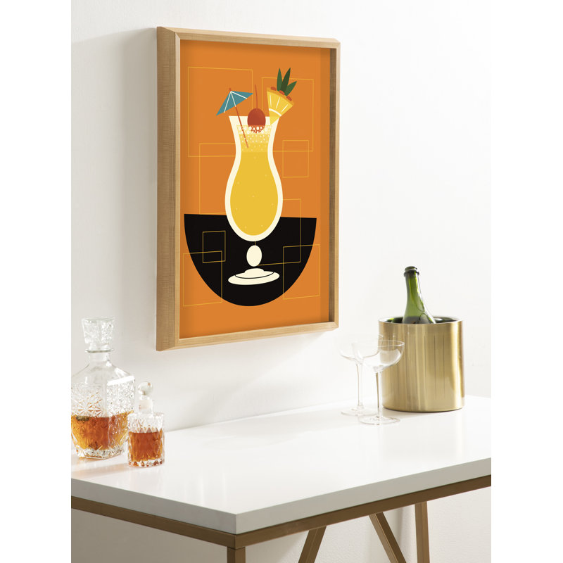 Art mural en verre encadré Pina Colada par Amber, Encadrement doré