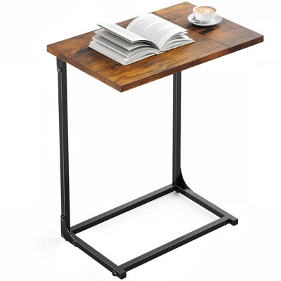 Gilsum Wood C Table End Table with Metal Base for Sofa, Bed Side