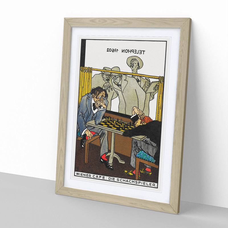 The Chess Players by Moriz Jung - Picture Frame Painting, 36cm H x 27cm W x 2cm D, Oak Framed