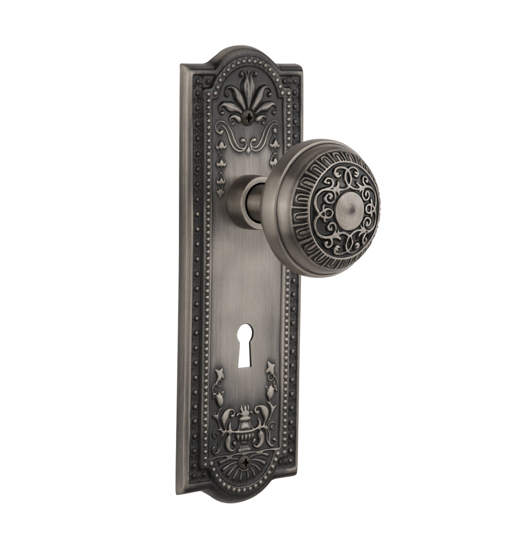 Egg & Dart Interior Mortise Door Knob with Meadows Long Plate Nostalgic Warehouse