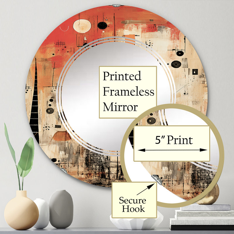 Ténériffe - Miroir mural rond moderne, 24 po x 24 po