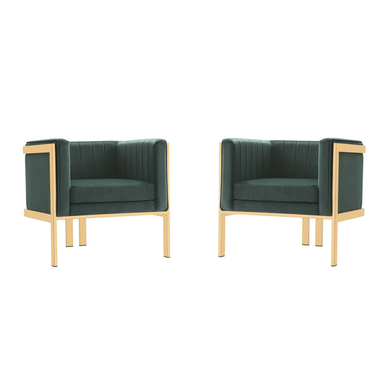 Fauteuil d'appoint rembourré en velours Paramount, Velours vert boisé