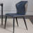 Katine Modern Dining Side Chair, Cipri Leather Upholstery, Carbon Steel Legs, Dark Blue and Gray,