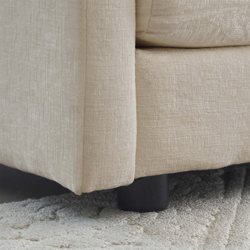 Canapé en chenille deux places avec repose-pieds, repose-pieds modulaire en forme de L, idéal pour les petits espaces