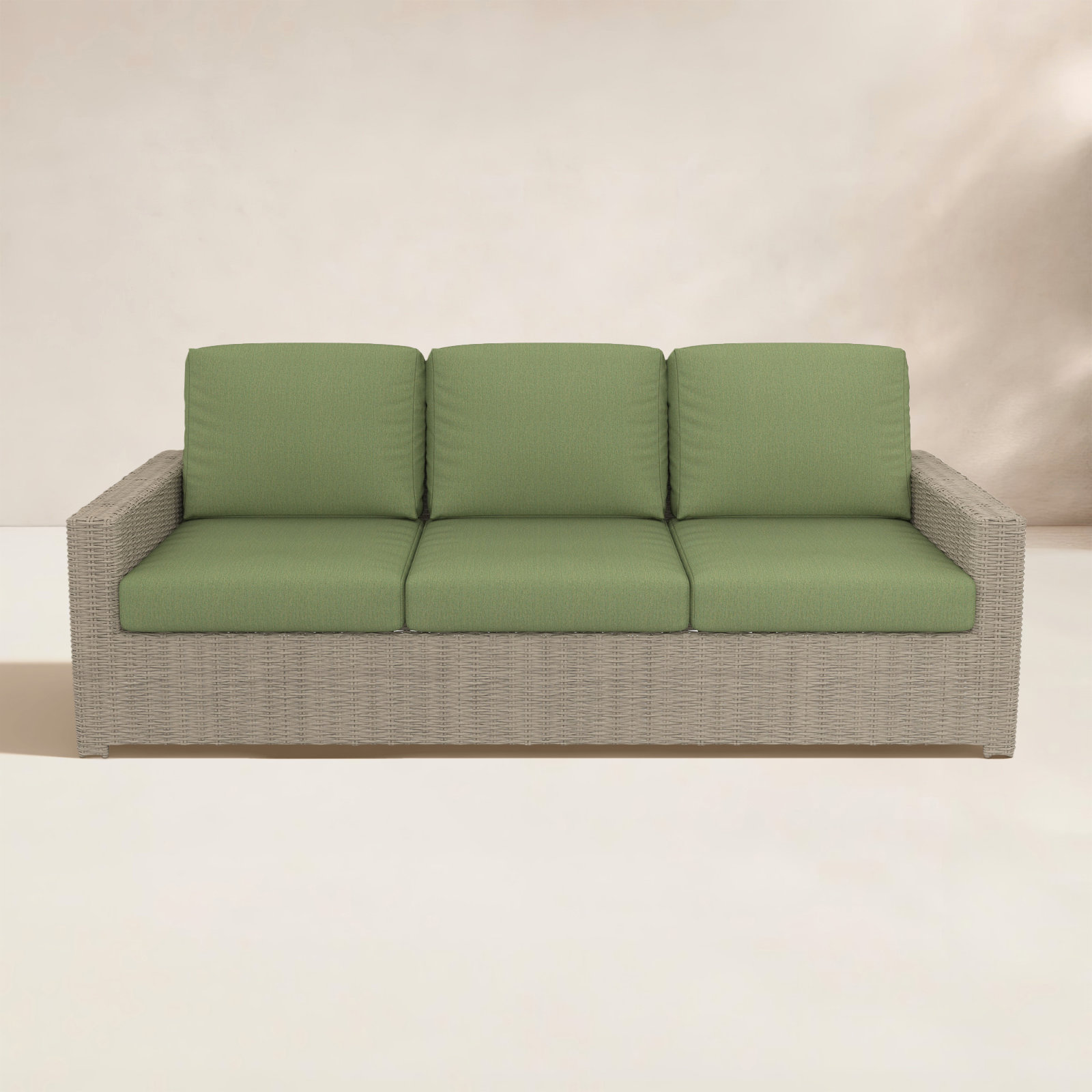 Henri 3 Seat Sofa With Sunbrella Cushions, Canvas Fern