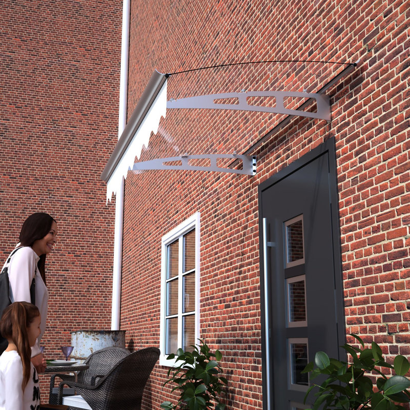 47"x34" Awning For Door Window - Heavy Duty Brackets Polycarbonate Roof Stable Canopy & Aluminum Concrete House