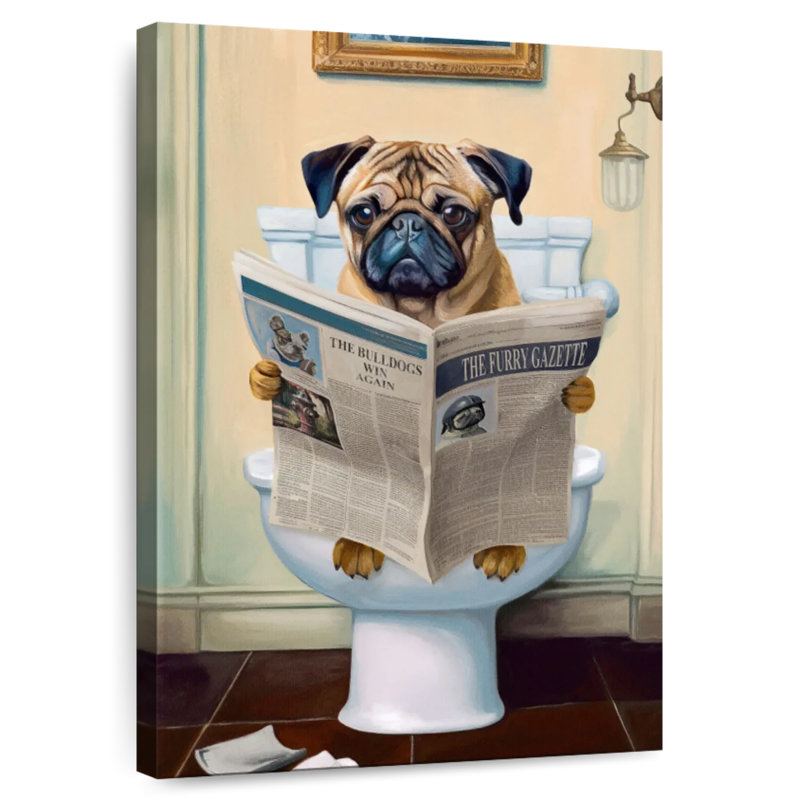 Ketti Pug On A Toilet, 36" H x 24" W