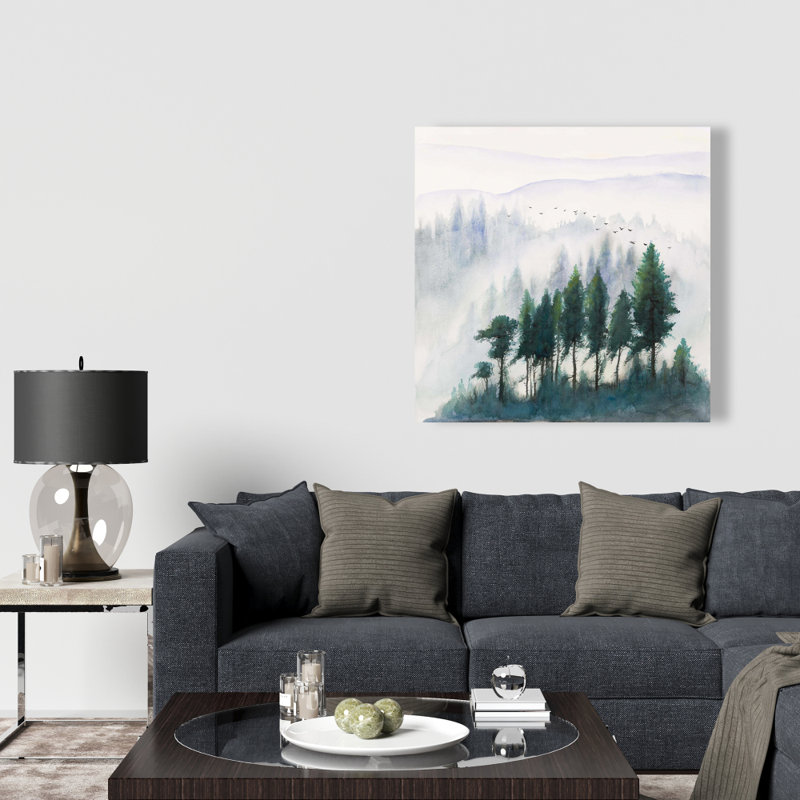 Paysage de montagnes à l'aquarelle - Art sur toile pour la décoration intérieure