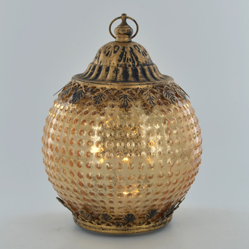 Ornate Moroccan Styles Gold & Silver Glass Lanterns, Gold