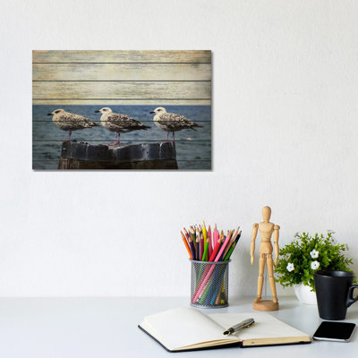 Vintage Seagulls 1 Piece Wall Art on Canvas
