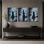 Femme en longue robe foncée tenant une lanterne - Ensemble de 3 toiles murales pour l'Halloween-759520085