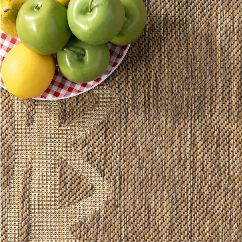 Tapis beige / ivoire pour l'intérieur et l'extérieur Kamaurie, Rectangle 9 pi 6 po x 12 pi