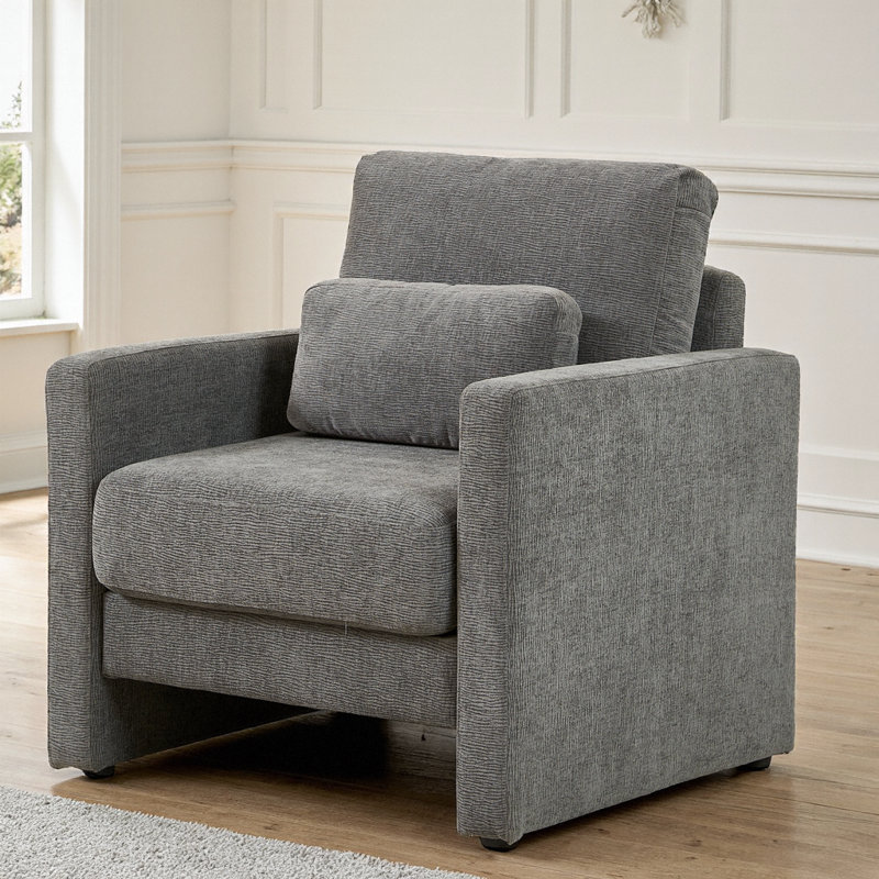 Élégant fauteuil d'appoint en chenille - Un confort élégant pour votre espace de vie, Gris