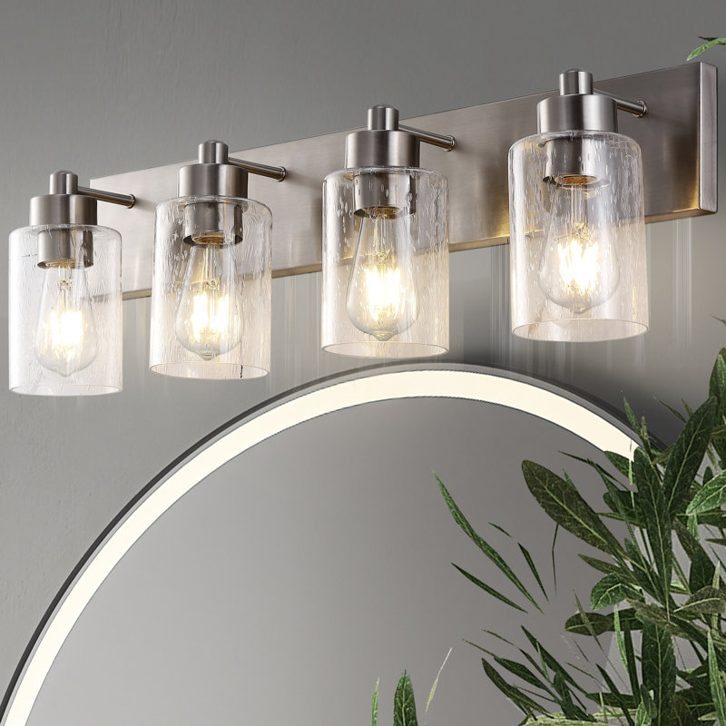 Éclairage de meuble-lavabo contemporain à DEL Sted, Quatre lumières, Nickel