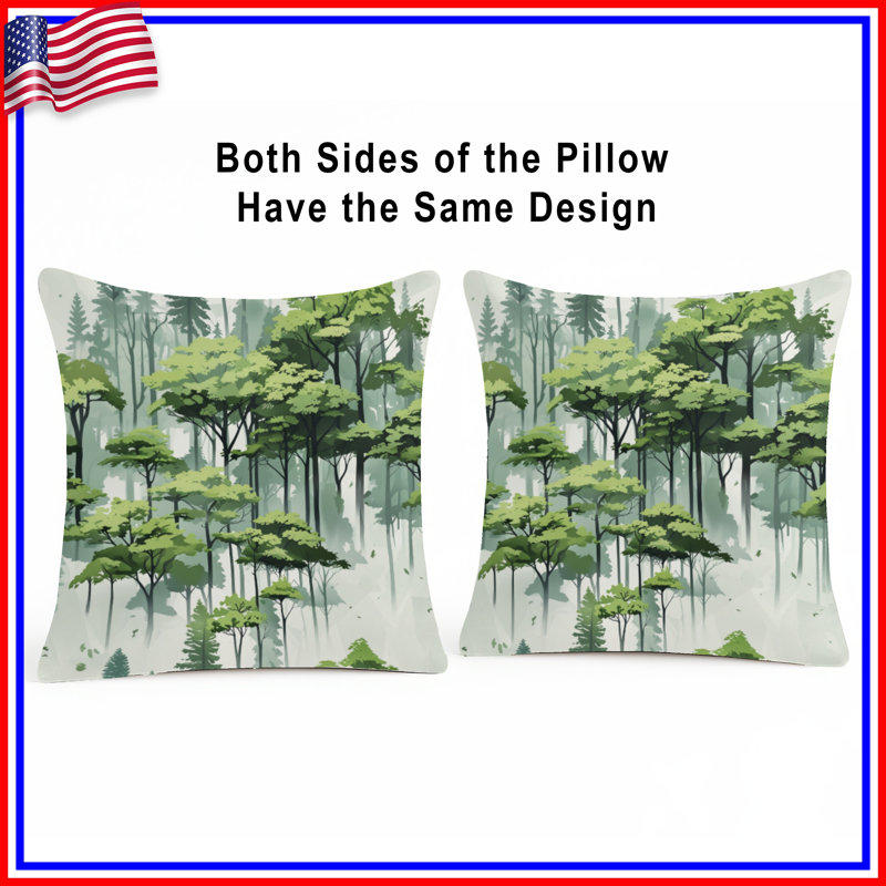 Coussins décoratifs Lush Green Forest Illustration, 20 x 20 pouces